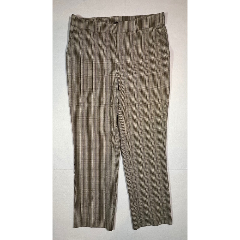 Rafaella Womens Brown Black Glen Plaid Straight Leg Dress Pants Size 10